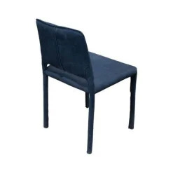 Riva1920 Stuhlsets|2er Set Stuhl Kau Soft Leder Nabuk Dunkelblau Gestell Metallrahmen Mit Leder Bezogen Dunkelblau