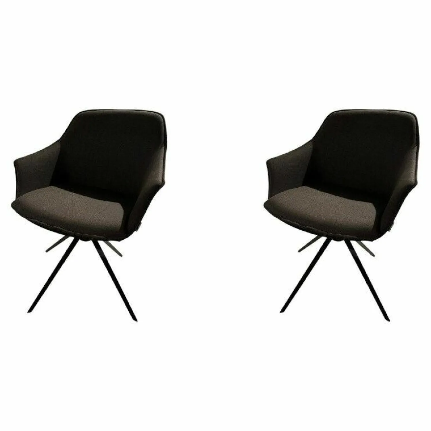 Mobliberica Stuhlsets|2er Set Stuhl Kedua Textilgewebe CO-11 Schwarz Grau Metallgestell Schwarz Drehbar