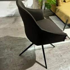 Mobliberica Stuhlsets|2er Set Stuhl Kedua Textilgewebe CO-11 Schwarz Grau Metallgestell Schwarz Drehbar