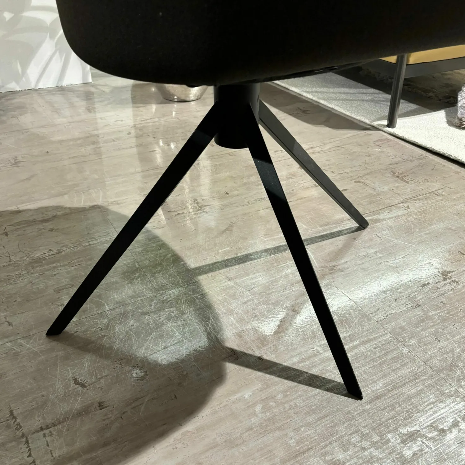 Mobliberica Stuhlsets|2er Set Stuhl Kedua Textilgewebe CO-11 Schwarz Grau Metallgestell Schwarz Drehbar