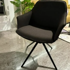 Mobliberica Stuhlsets|2er Set Stuhl Kedua Textilgewebe CO-11 Schwarz Grau Metallgestell Schwarz Drehbar