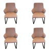 Stressless Stuhlsets|4er Set Stuhl Laurel L Bezug Stoff 500 Daisy 80 Beige Gestell D400 Matt Schwarz