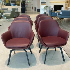 Wimmer Stuhlsets|6er Set Stuhl Leder Colorado Kaminrot Rot Gestell Metall Schwarz Grau Drehbar