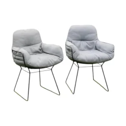 Freifrau Stuhlsets|2er Set Stuhl Leyasol High Stoff Lopi Cloud Drahtgestell ME001 Schwarz Mit Kunststoffgleitern