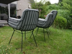 Freifrau Stuhlsets|2er Set Stuhl Leyasol High Stoff Lopi Cloud Drahtgestell ME001 Schwarz Mit Kunststoffgleitern