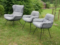 Freifrau Stuhlsets|2er Set Stuhl Leyasol High Stoff Lopi Cloud Drahtgestell ME001 Schwarz Mit Kunststoffgleitern