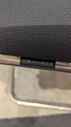 Venjakob Stuhlsets|6er Set Stuhl Lilli Stoff Tritex Titan Blau Kopfstück Nussbaum Gölt Gestell Edelstahloptik Poliert