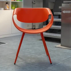 Züco Stuhlsets|2er Set Stuhl Little Perillo Schale Hartschaum Koralle Orange Rot Gestell Alu Koralle