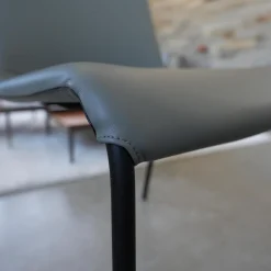 Walter Knoll Stuhlsets|2er Set Stuhl Liz 1302 Leder Congress 1440 Marram Grau Bise Schwarz 4 Bein Untergestell Matt Pulverbeschichtet Schwarz