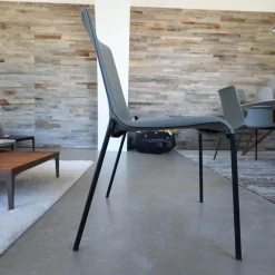 Walter Knoll Stuhlsets|2er Set Stuhl Liz 1302 Leder Congress 1440 Marram Grau Bise Schwarz 4 Bein Untergestell Matt Pulverbeschichtet Schwarz