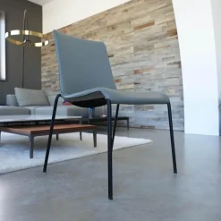 Walter Knoll Stuhlsets|2er Set Stuhl Liz 1302 Leder Congress 1440 Marram Grau Bise Schwarz 4 Bein Untergestell Matt Pulverbeschichtet Schwarz