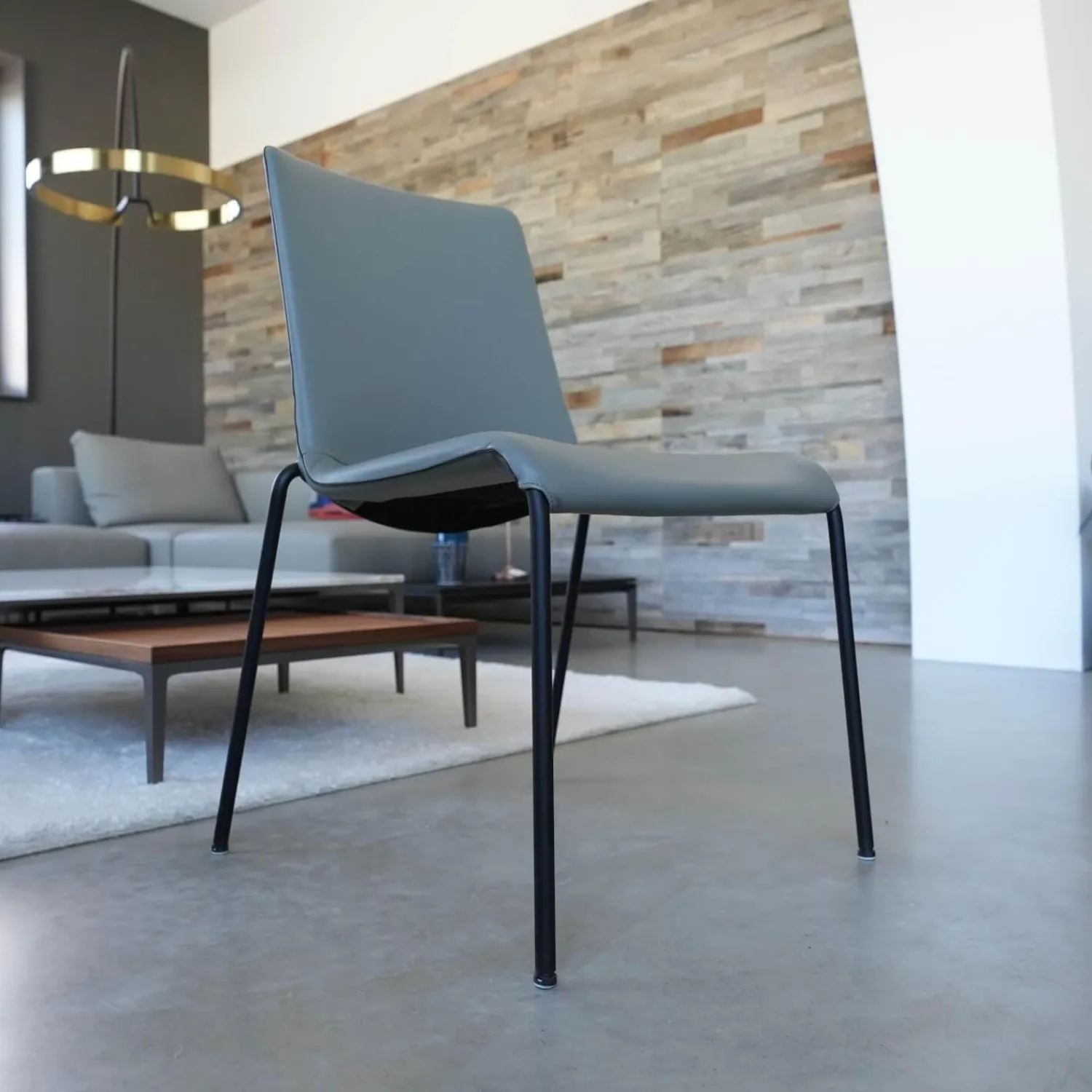 Walter Knoll Stuhlsets|2er Set Stuhl Liz 1302 Leder Congress 1440 Marram Grau Bise Schwarz 4 Bein Untergestell Matt Pulverbeschichtet Schwarz