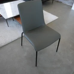 Walter Knoll Stuhlsets|2er Set Stuhl Liz 1302 Leder Congress 1440 Marram Grau Bise Schwarz 4 Bein Untergestell Matt Pulverbeschichtet Schwarz