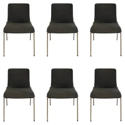 Walter Knoll Stuhlsets|6er Set Stuhl Liz 1300 Stoff Bora Slate Grau Gestell Hochglanz Verchromt Stapelbar Mit Kunststoffgleitern