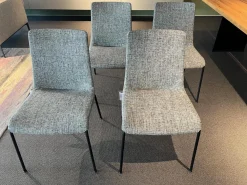 Walter Knoll Stuhlsets|4er Set Stuhl Liz 1302 Stoff Tao 7730 Moonlight 26 Grau Gestell Schwarz Matt Pulverbeschichtet