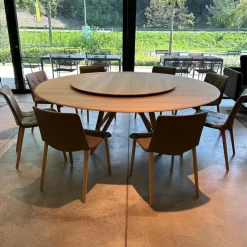 Walter Knoll Stuhlsets|8er Set Stuhl Liz Wood Leder Elen Fango Braun Gestell Eiche Weiß Pigmentiert Geölt Mit Teflongleitern