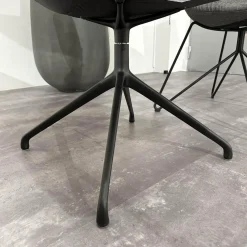 Team 7 Stuhlsets|6er Set Stuhl Lui Und Grand Lui Bezug Stoff Canvas 154 Grau Außen Leder Origon Schwarz 70240 Drahtgestell Schwarz Matt Pulverbeschichtet