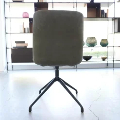 Riva1920 Stuhlsets|4er Set Stuhl Materia Soft Leder Nabuk Nubuk 104 Salvia Grau Aluminiumgestell Base Irondust Schwarz Drehbar