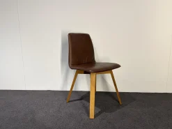 KFF Stuhlsets|2er Set Stuhl Maverick Leder Sauvage Brasil Braun Gepolstert Gestell Eiche Mit Kunststoffgleiter Braun