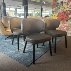 Wittmann Stuhlsets|4er Set Stuhl Morton 22194 Leder Toro Taube Braun Grau Füße Esche Schwarz Lackiert