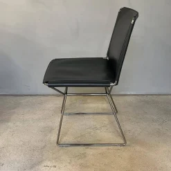 MDF Italia Stuhlsets|4er Set Stuhl Neil Leather And Stool Sattelleder Schwarz Gestell Chrom Schwarz