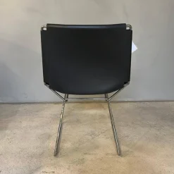 MDF Italia Stuhlsets|4er Set Stuhl Neil Leather And Stool Sattelleder Schwarz Gestell Chrom Schwarz