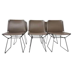 MDF Italia Stuhlsets|6er Set Stuhl Neil Leder Saddle Tortora 29 Braun Beige Gestell Metall Schwarz Chrom