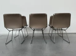 MDF Italia Stuhlsets|6er Set Stuhl Neil Leder Saddle Tortora 29 Braun Beige Gestell Metall Schwarz Chrom