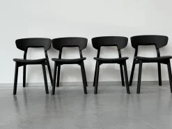 Zeitraum Stuhlsets|4er Set Stuhl Nonoto Comfort Bezug Leder Reinhardt Jepard Black Schwarz Gestell Eiche Gebeizt Graphite Schwarz