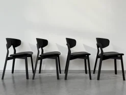 Zeitraum Stuhlsets|4er Set Stuhl Nonoto Comfort Bezug Leder Reinhardt Jepard Black Schwarz Gestell Eiche Gebeizt Graphite Schwarz