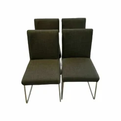 Hülsta Stuhlsets|4er Set Stuhl Now Dining S21 Flachgewebe Anthrazit Metallgestell Kufen Chrom