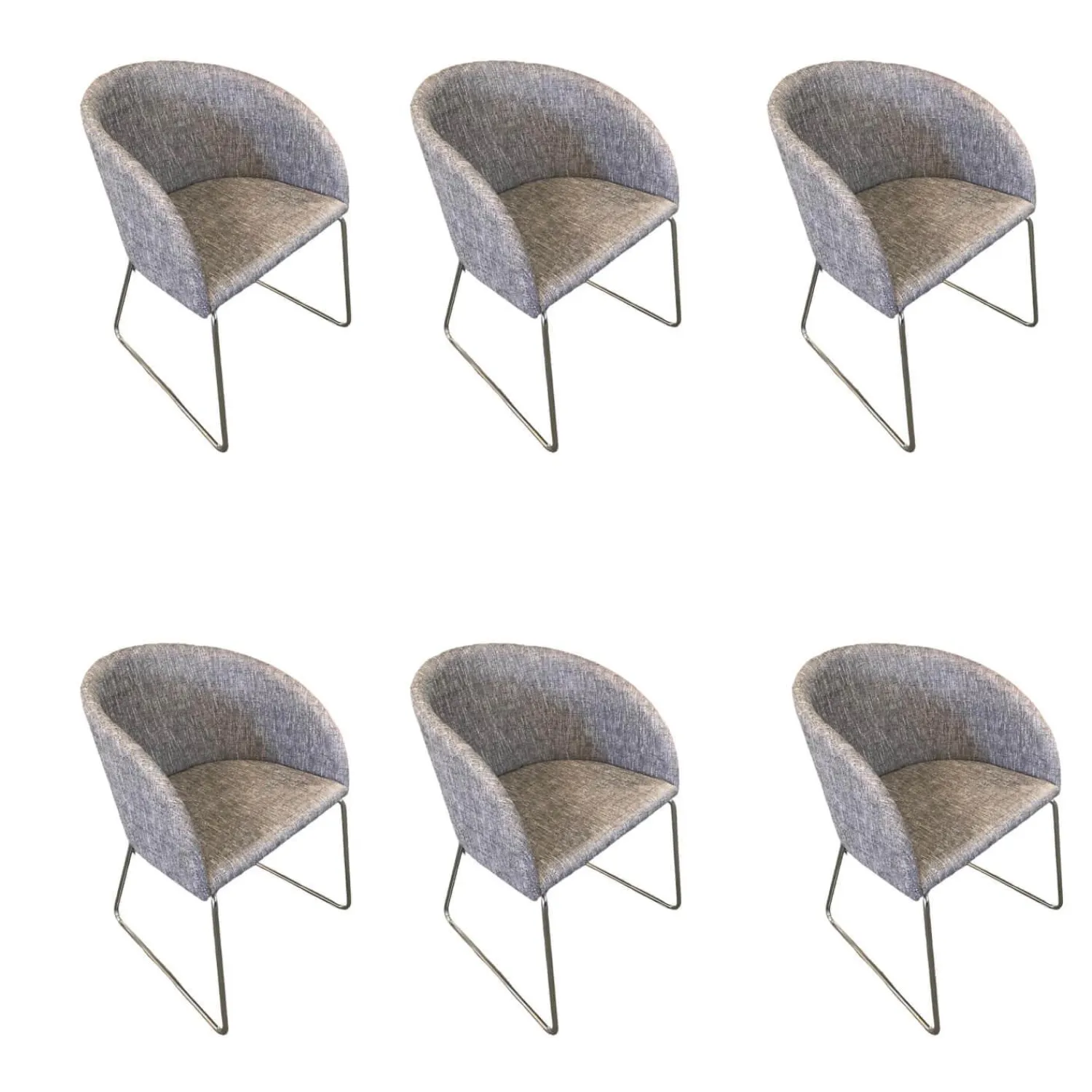 Hülsta Stuhlsets|6er Set Stuhl Now Dining S19 1 Strukturstoff S010 Taupe Grau Kufen Metall Chrom Glänzend