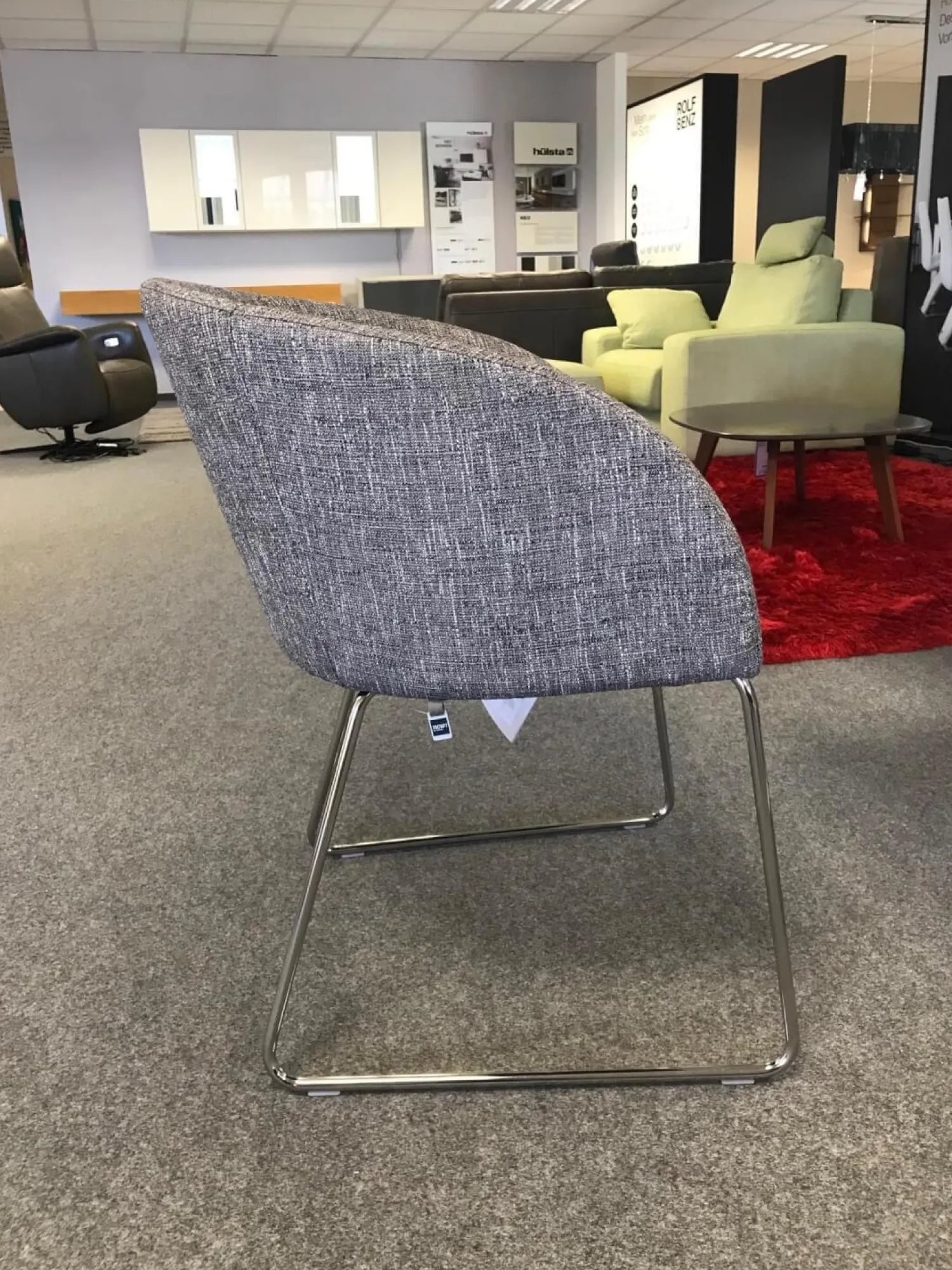 Hülsta Stuhlsets|6er Set Stuhl Now Dining S19 1 Strukturstoff S010 Taupe Grau Kufen Metall Chrom Glänzend