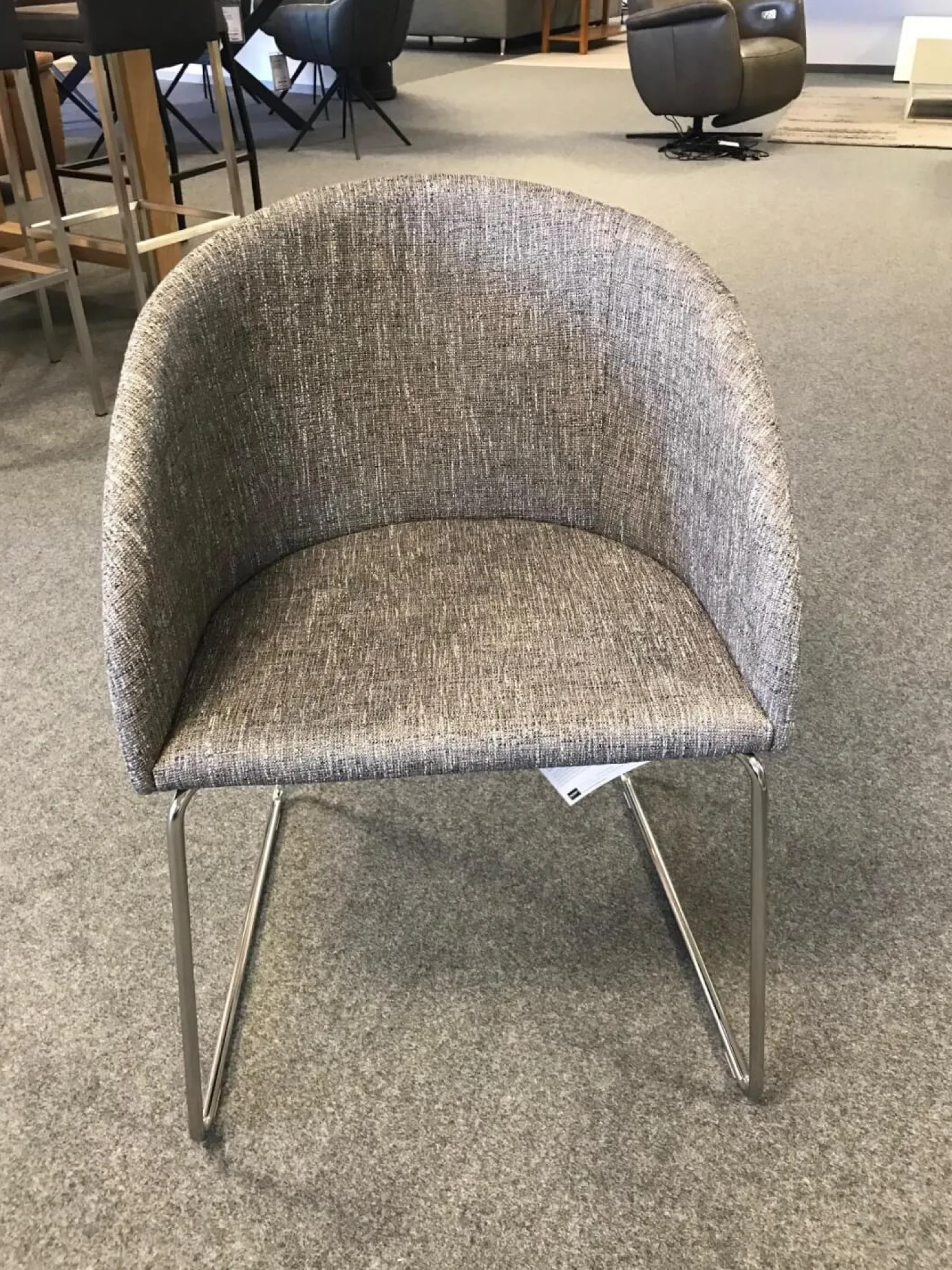 Hülsta Stuhlsets|6er Set Stuhl Now Dining S19 1 Strukturstoff S010 Taupe Grau Kufen Metall Chrom Glänzend