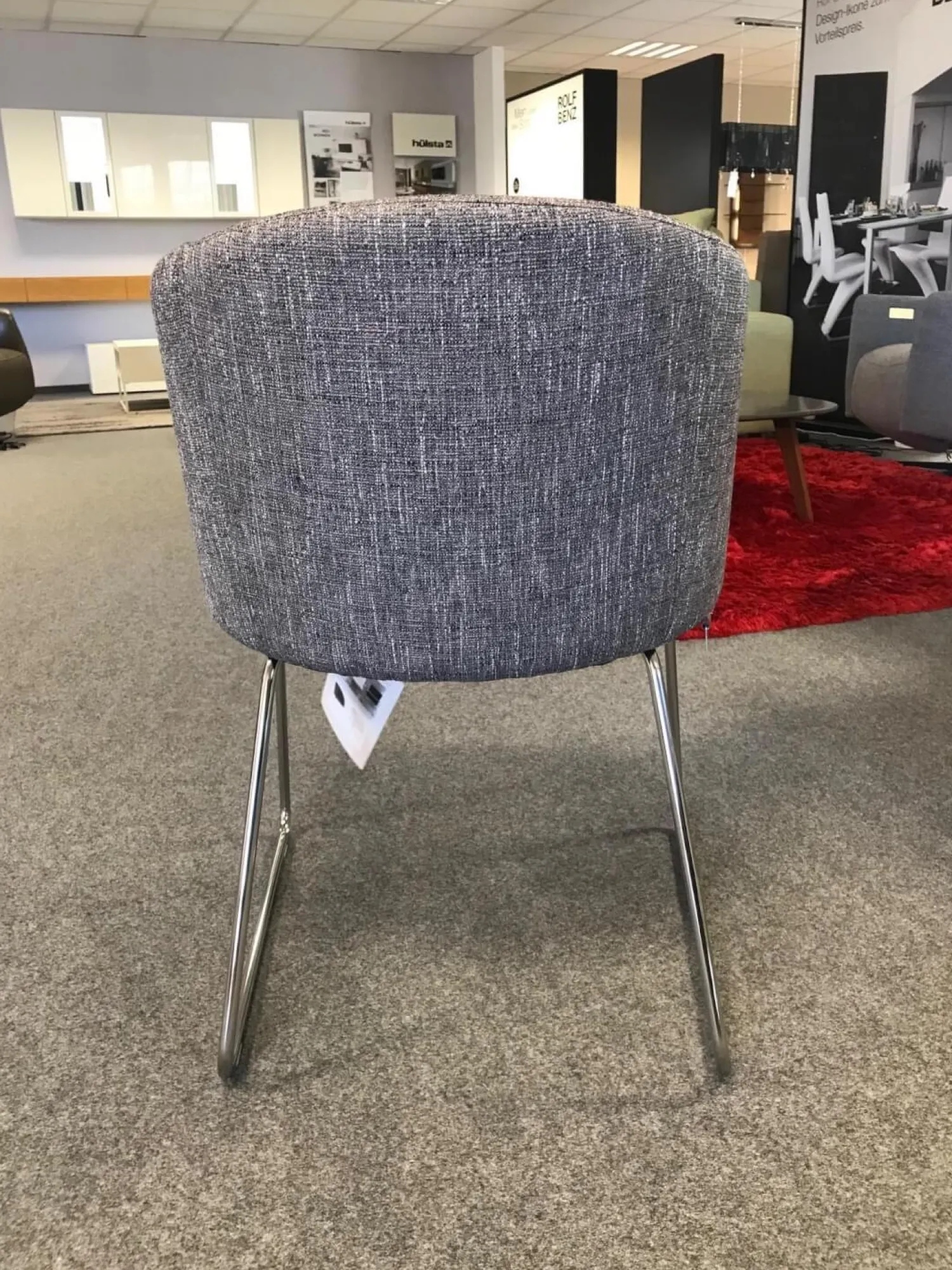 Hülsta Stuhlsets|6er Set Stuhl Now Dining S19 1 Strukturstoff S010 Taupe Grau Kufen Metall Chrom Glänzend