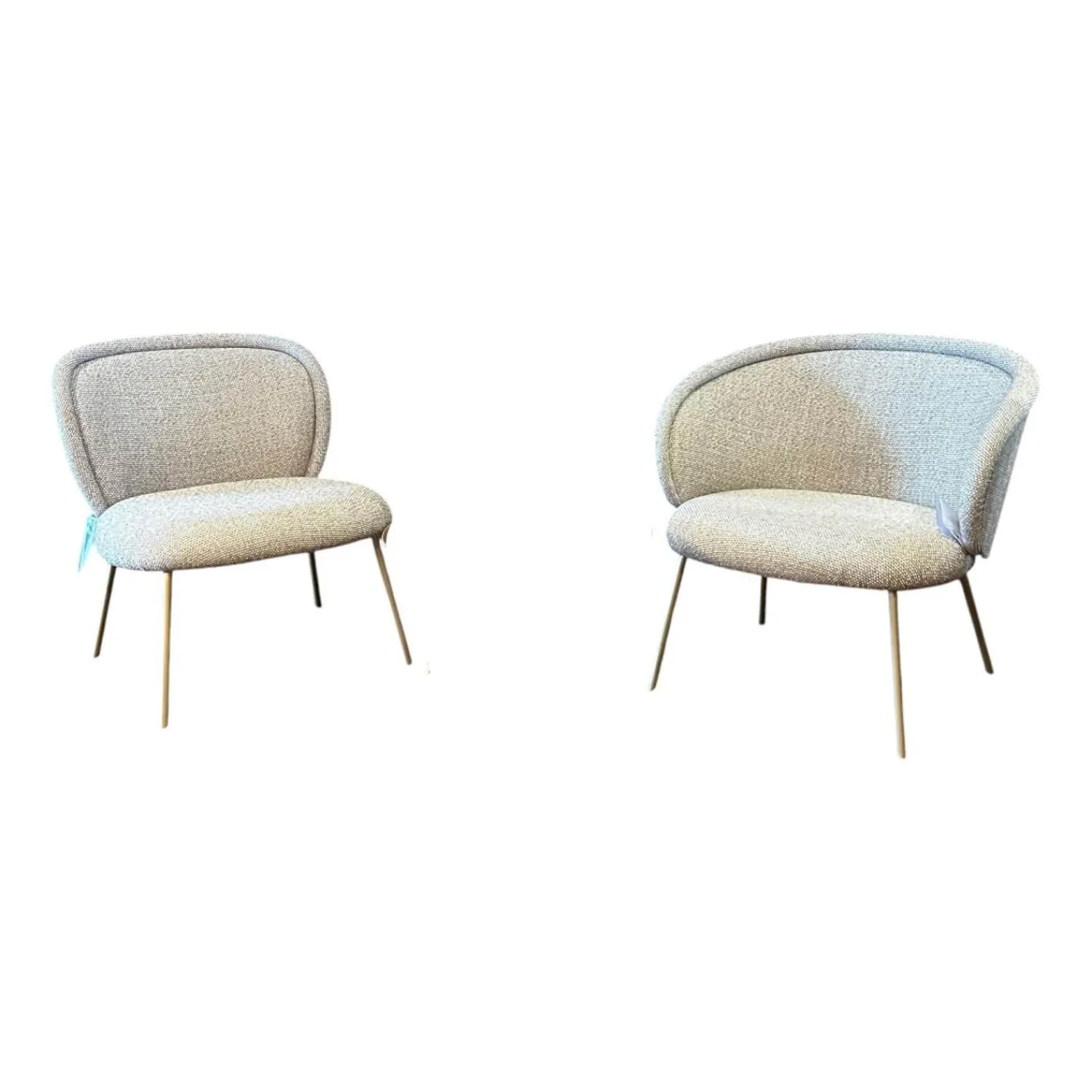 Freifrau Stuhlsets|2er Set Stuhl Ona Cocktail Stoff Sahco Safire 0004 Grau Gestell Stahl Messing Grau