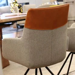 Gealux Stuhlsets|2er Set Stuhl Orlando Leder Polo 10 93 Braun Und Stoff Miuna 75 Grau Gestell Metall Schwarz