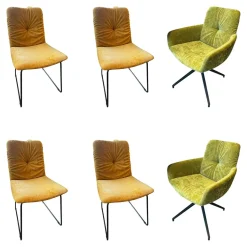 Raum.Freunde Stuhlsets|6er Set Stuhl Pelle Stoff Oxford 503 Senf Gelb Und 400 Gelb Untergestell Anthrazit Inklusive Gleiter