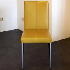 Bree's New World Stuhlsets|4er Set Stuhl Penthouse Leder Gelb Gestell Silber