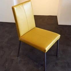 Bree's New World Stuhlsets|4er Set Stuhl Penthouse Leder Gelb Gestell Silber