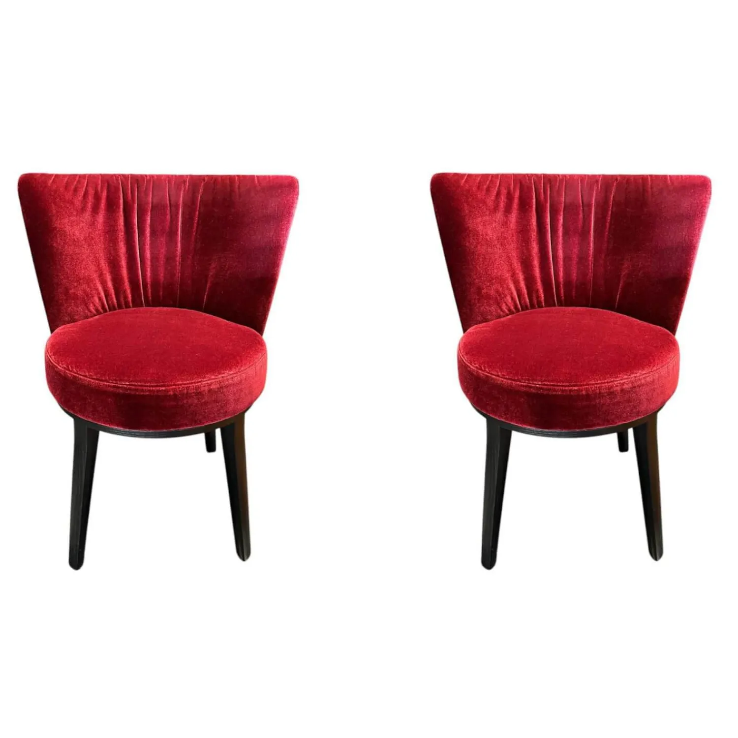 Bielefelder Werkstätten Stuhlsets|2er Set Stuhl Polo Cocktail Stoff Emilia BW1762 B Rot Holzgestell Massiv Esche Schwarz Gebeizt