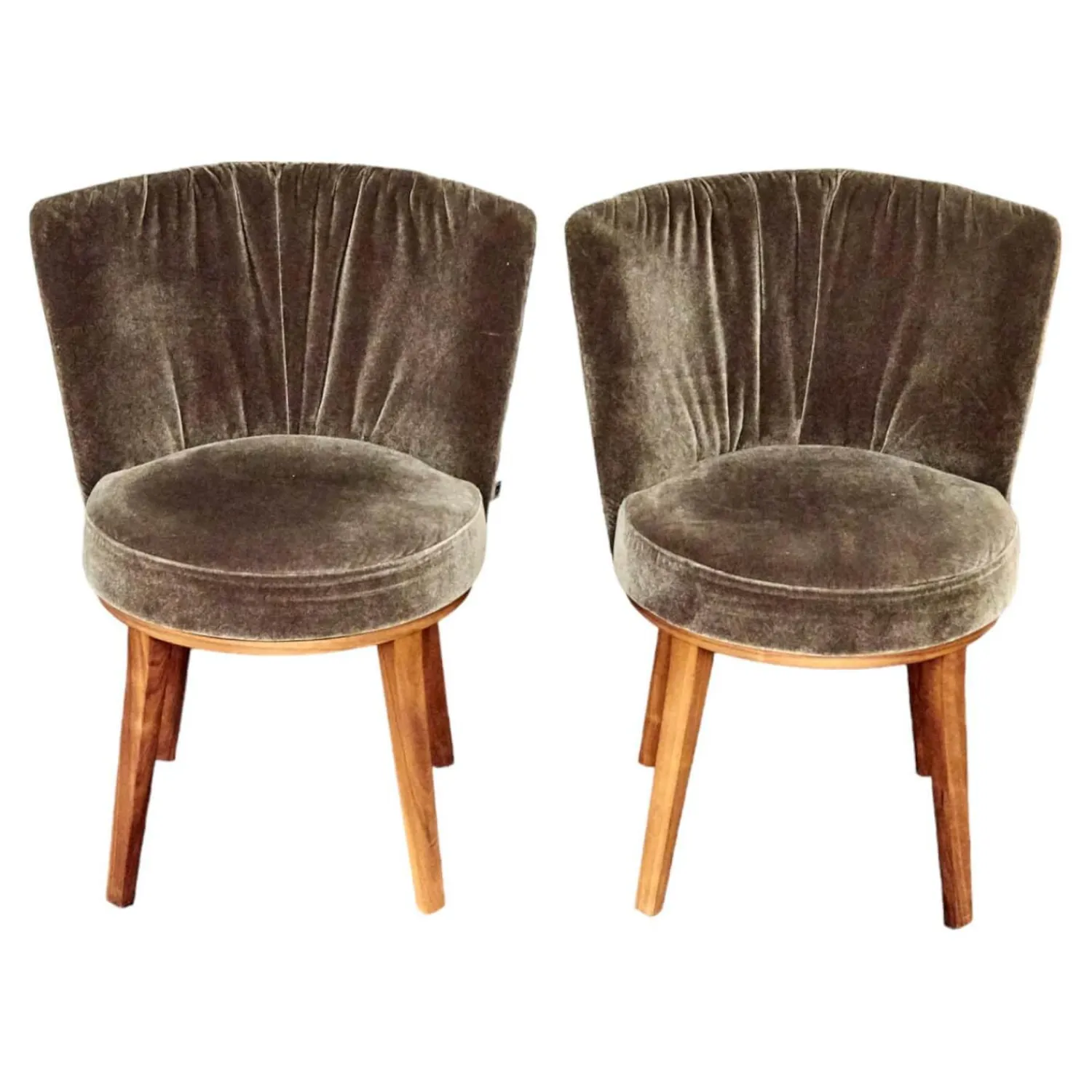 Bielefelder Werkstätten Stuhlsets|2er Set Stuhl Polo Cocktail Stoff Emilia B-121 Untergestell Nussbaum Geölt Mit Drehfunktion Und Rückholmechanik