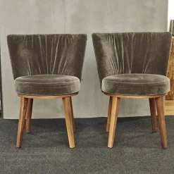 Bielefelder Werkstätten Stuhlsets|2er Set Stuhl Polo Cocktail Stoff Emilia B-121 Untergestell Nussbaum Geölt Mit Drehfunktion Und Rückholmechanik