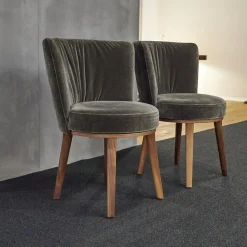 Bielefelder Werkstätten Stuhlsets|2er Set Stuhl Polo Cocktail Stoff Emilia B-121 Untergestell Nussbaum Geölt Mit Drehfunktion Und Rückholmechanik