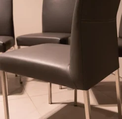 Bert Plantagie Stuhlsets|4-er Set Stuhl Pose -E Leder Tendens Farbe LD 1200 Graniet Gestell Edelstahl