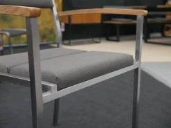 Zebra Gartenstühle|8er Set Stuhl Quadux Stoff Sunbrella Smoke 7001 Gestell Edelstahl