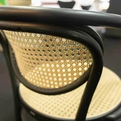 Thonet Stuhlsets|3-er Set Stuhl 210R Pure Rohrgeflecht Mit Verstärkungsgewebe Untergestell Esche Schwarz Lackiert