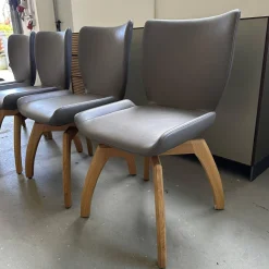 Scholtissek Stuhlsets|4er Set Stuhl Rasant Leder 2 03 Elephant Grau Gestell Knorrige Eiche Natur Geölt Inklusive Drehfunktion Mit Rückholfunktion