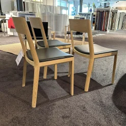 Rodam Stuhlsets|3-er Set Stuhl RO Plot Polstersitz Leder Schwarz Holzgestell Eiche