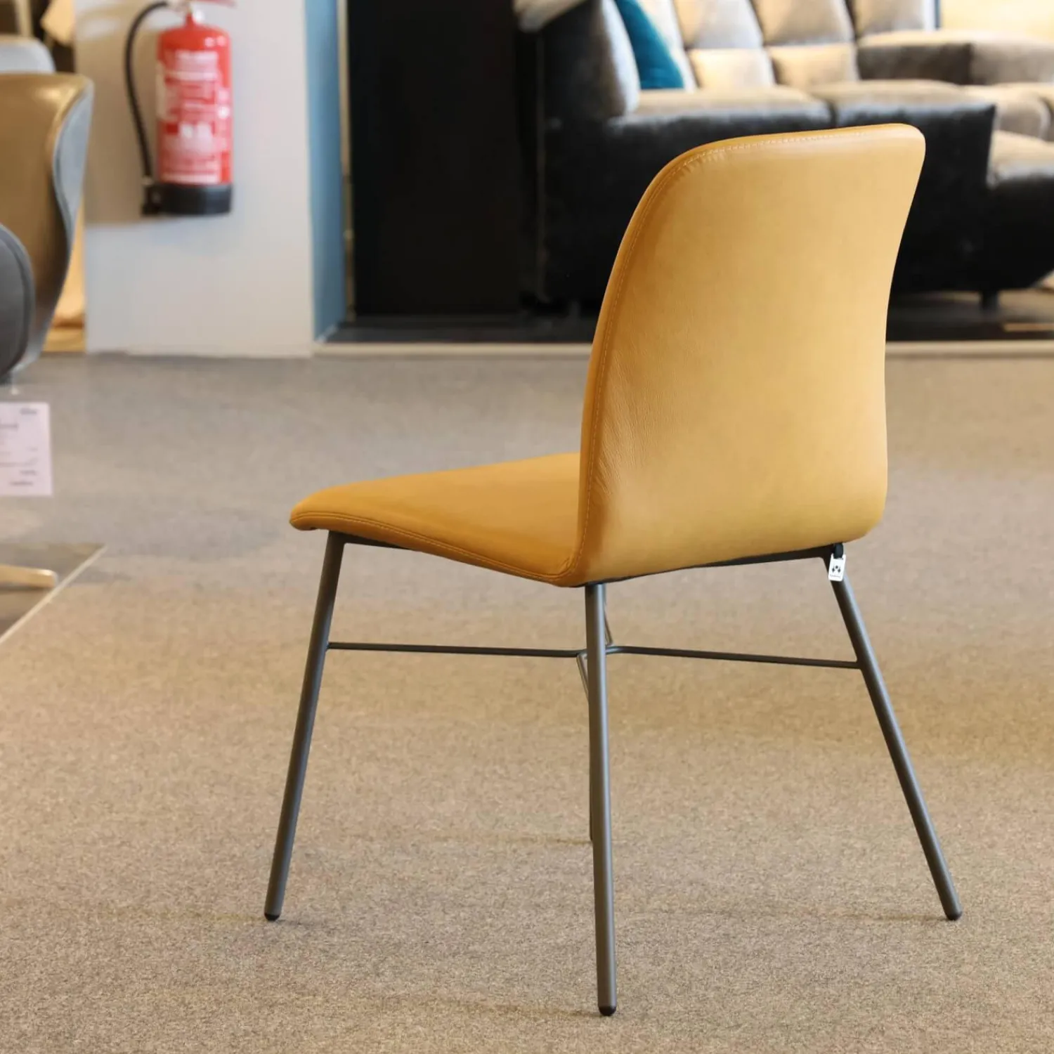 Hülsta Stuhlsets|6er Set Stuhl S1000 Leder Senf Gelb Und Leder Grün Gestell Pulverbeschichtet Anthrazit